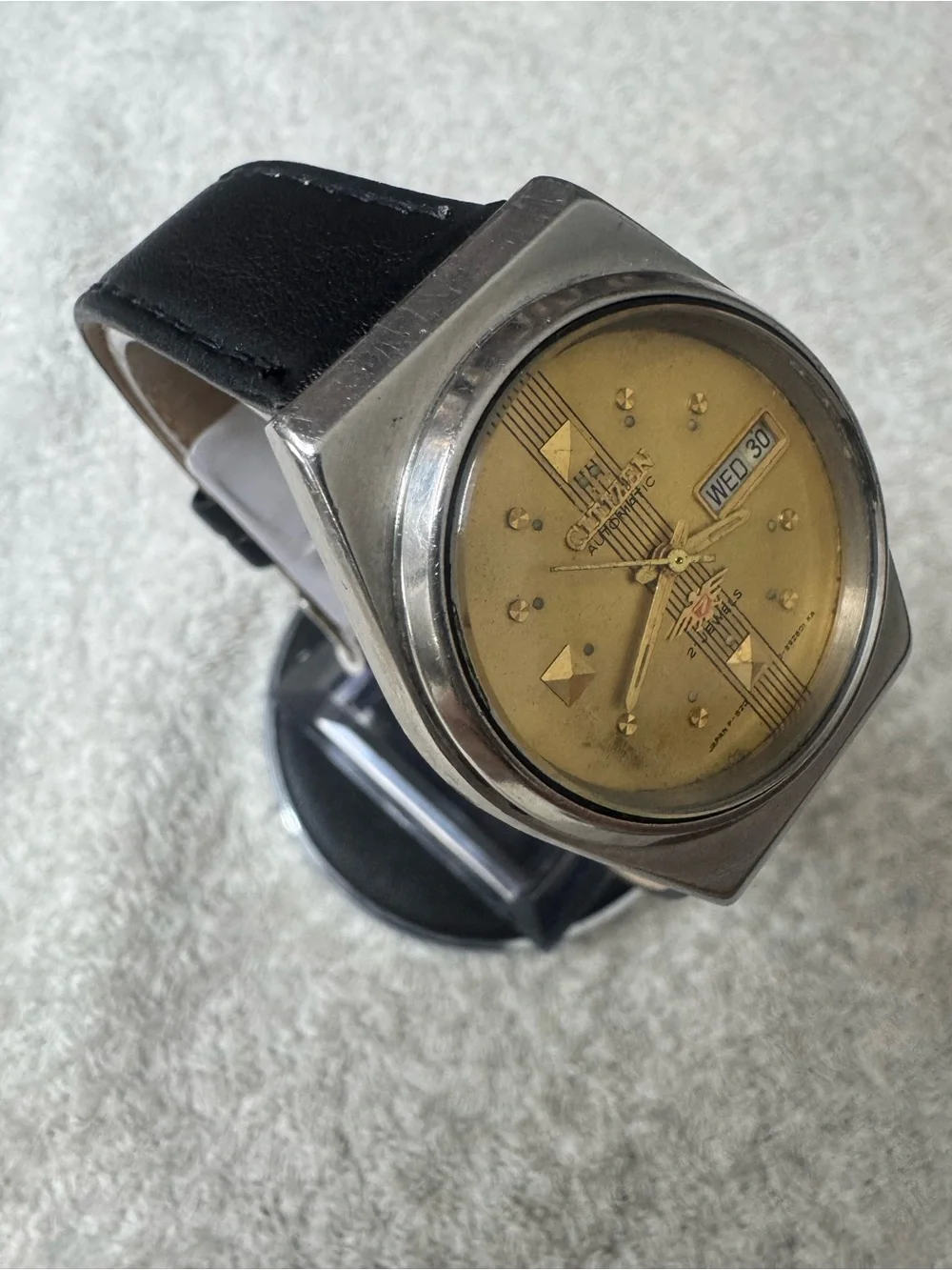 Citizen Gold Dial Automatic Watch with Black Strap